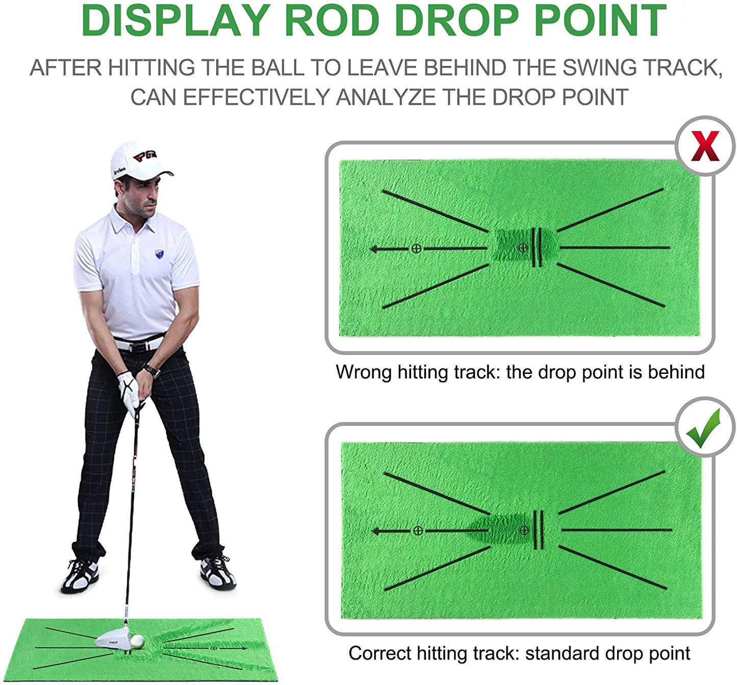 Golf Training Mat Swing Track Practice Marking Pad Detection Batting Ball Trace Directional Detection Mat