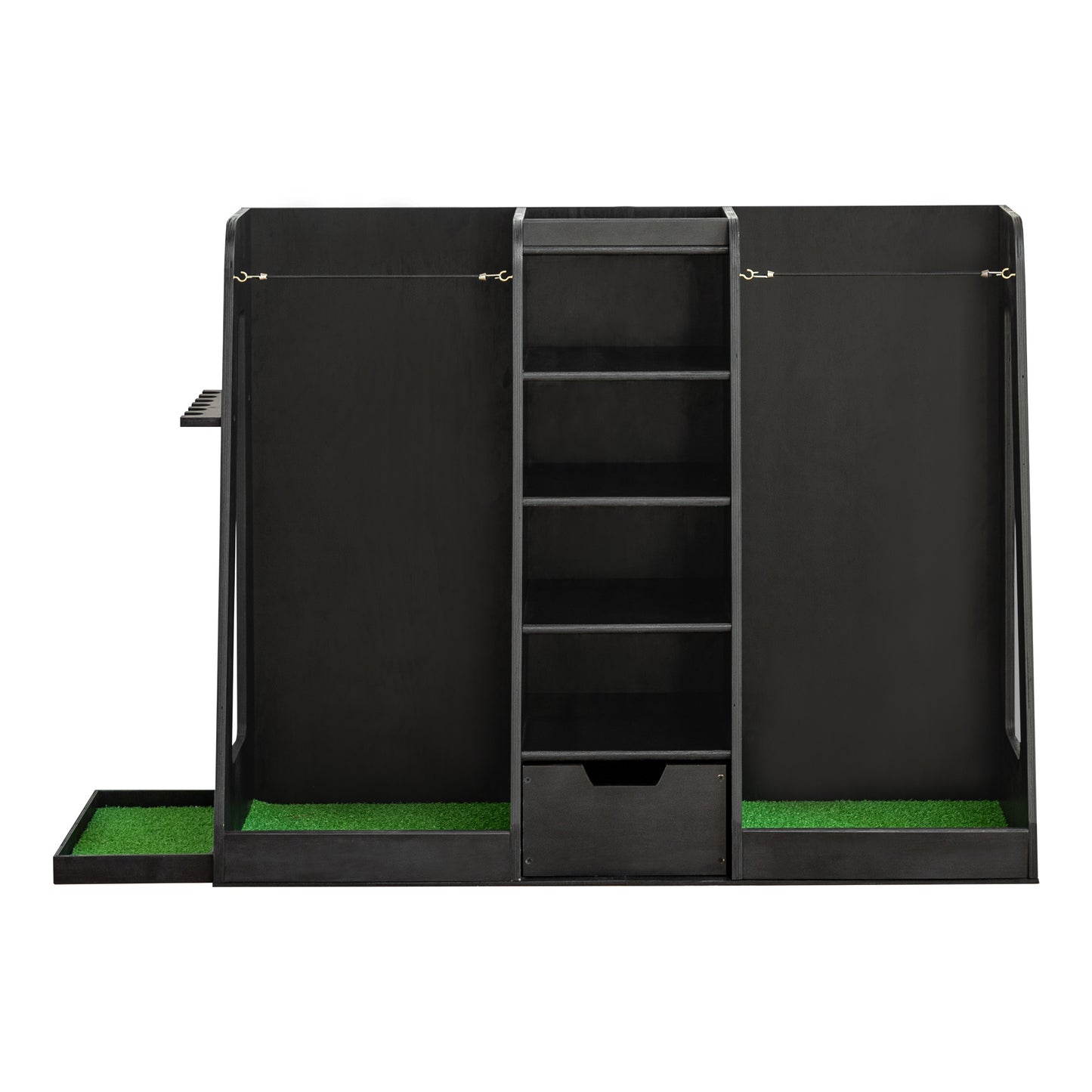 Premium Wooden Golf Bag Organizer Rack – Holds 2 Bags + Gear Storage